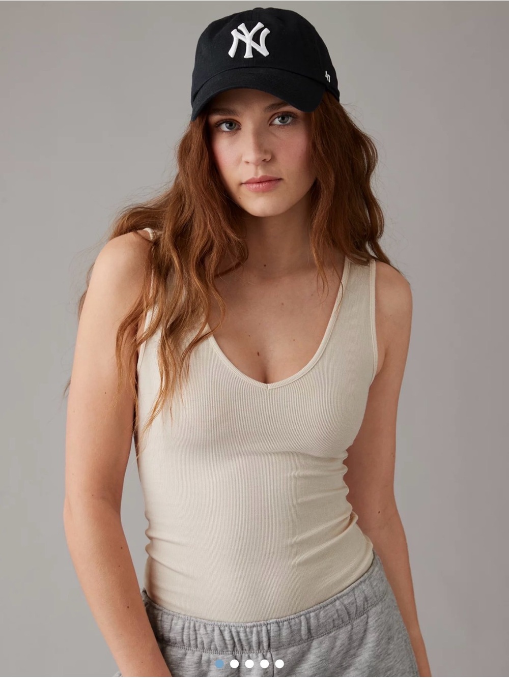 American Eagle Cream Ribbed Bodysuit